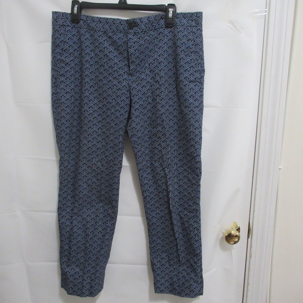 Banana Republic Hampton Fit Pants Womens 12 Blue Excellent Geometric Ankle 26"